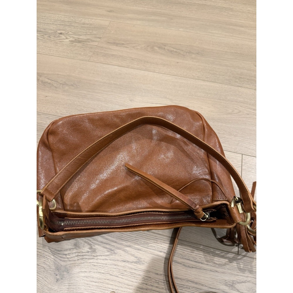 ecotorie bleu purse brown leather hobo tassel Bohemian Minimalist - Picture 3 of 6